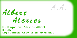 albert alexics business card